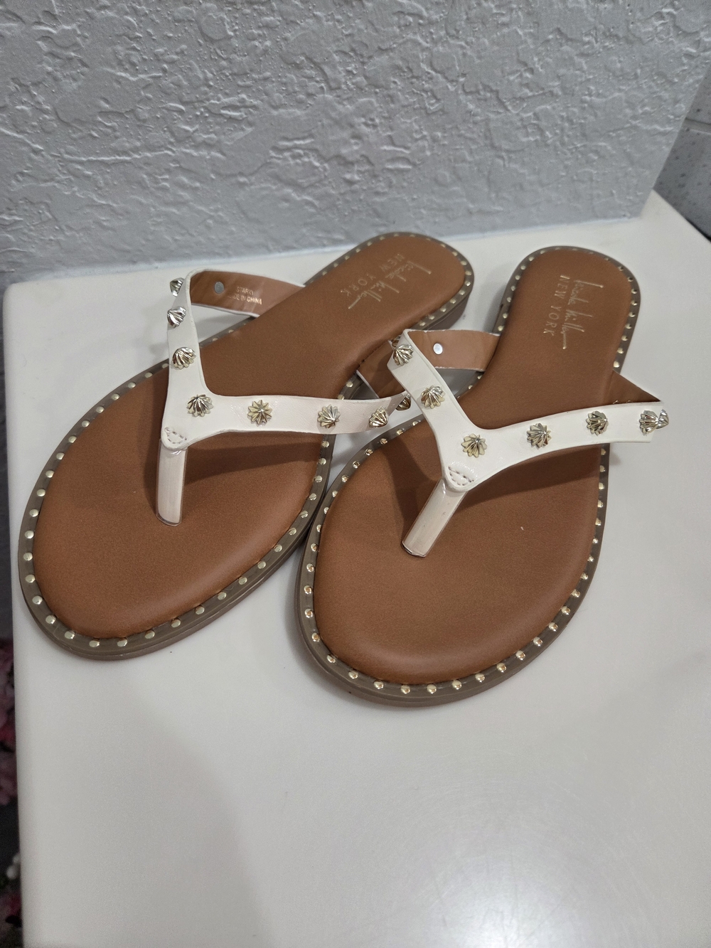Nicole Miller White Studded Sandals Size 6